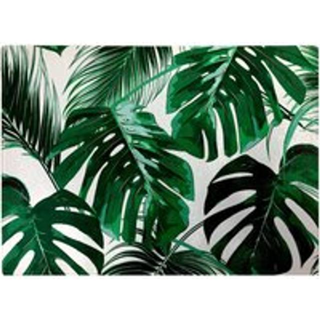 Tropical Jungle Leaf Pattern Glass Chopping Board - Green - One Size