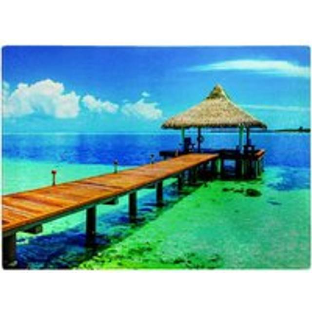 Maldive Beach Resort Glass Chopping Board - Blue - One Size