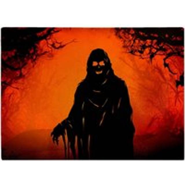 A Spooky Black And Orange Ghost Chopping Board - Orange