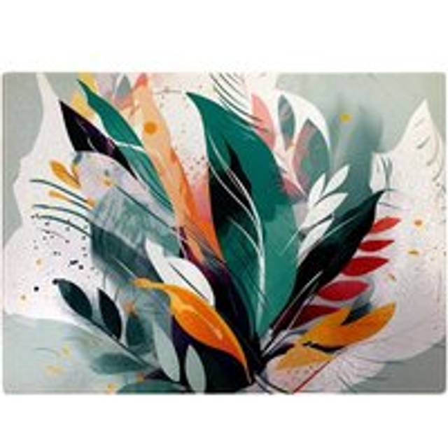 Coloured Abstrace Feather Leaves Chopping Board - Green