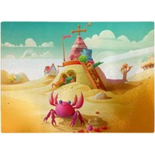 Pink Crab On A Beach Holiday Chopping Board - Yellow