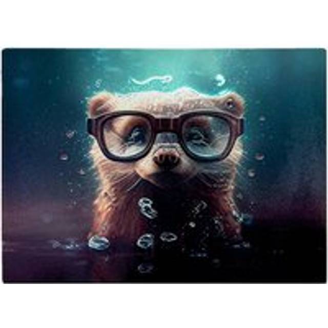 Ferret With Glasses Splashart Water Glass Chopping Board - Blue - One Size