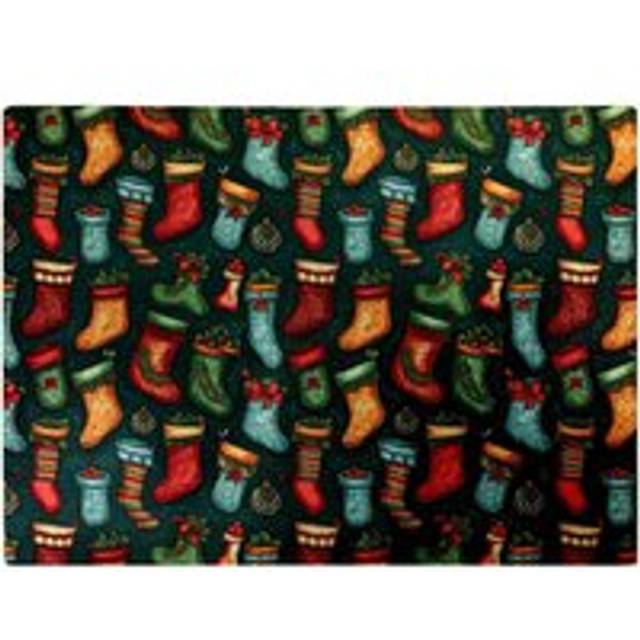 Christmas Stockings Glass Chopping Board - Green - One Size