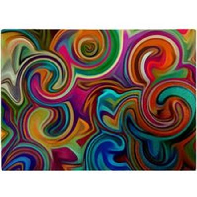 Colourful Wave Pattern Glass Chopping Board - Red - One Size