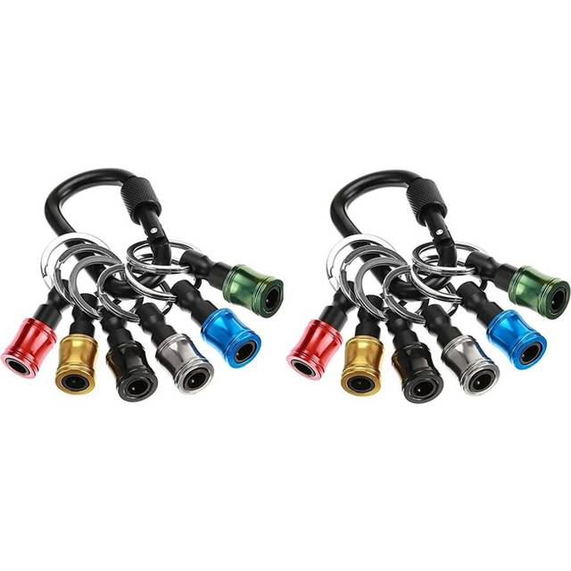 Drill Bit Holder 1/4 Inch Hex Shank Keychain Extension Bar Aluminum Alloy Magnetic Pivot Screwdriver Bits Holder Set