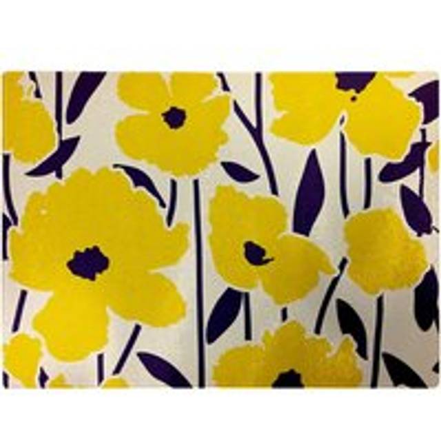 Vintage Tropical Flowers Glass Chopping Board - Yellow - One Size