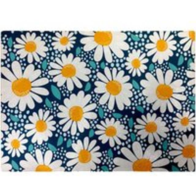 Camomile Flowers Glass Chopping Board - Blue - One Size