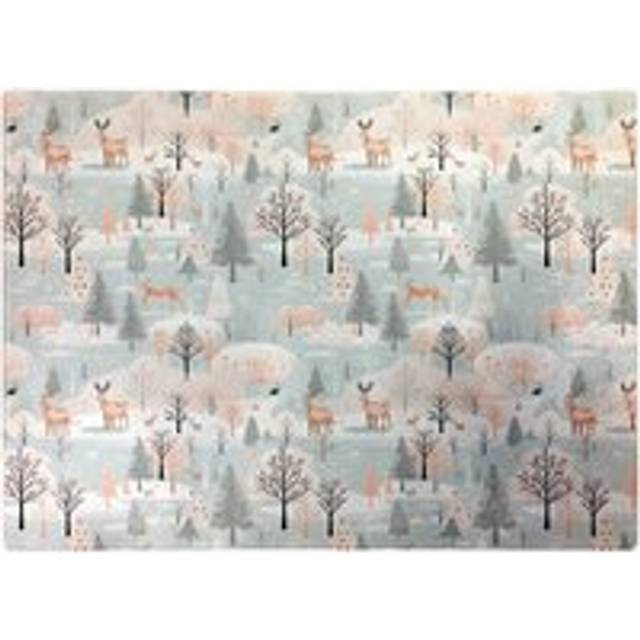 Whimsical Christmas Winter Wonderland Glass Chopping Board - Blue - One Size