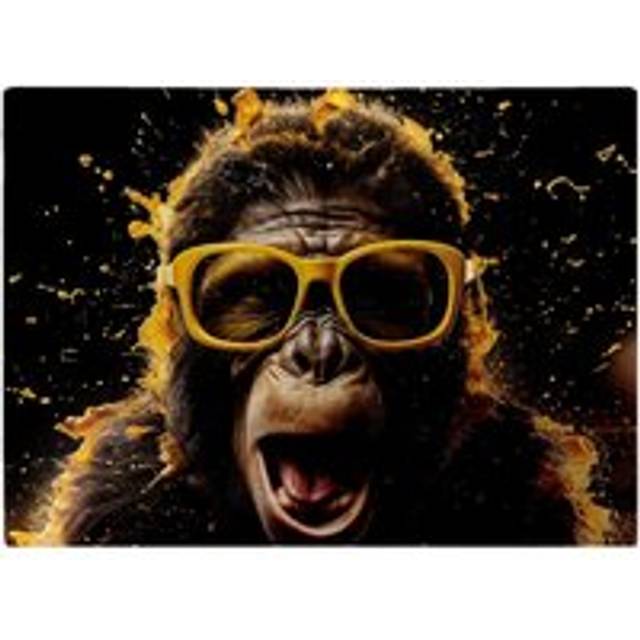 Splashart Monkey Face With Yellow Glasses Chopping Board - Orange