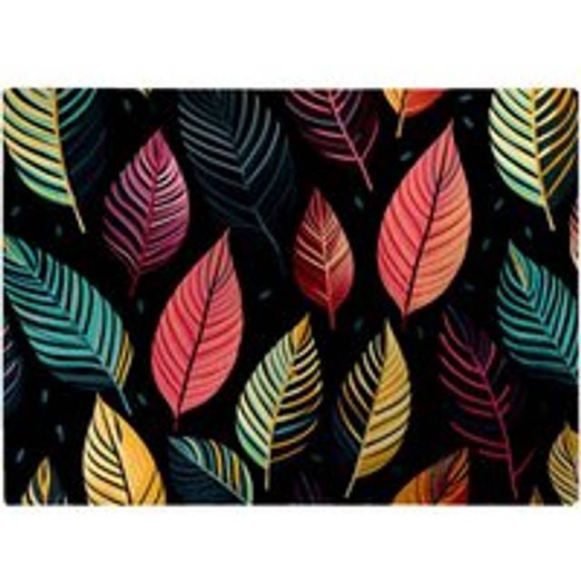 Colourful Leaves Pattern Glass Chopping Board - Pink - One Size