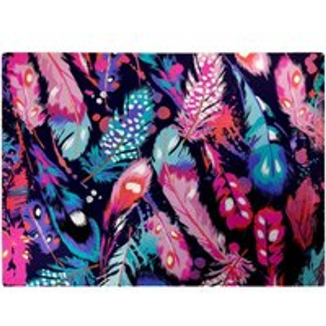 Beautiful Colourful Feathers Glass Chopping Board - Blue - One Size