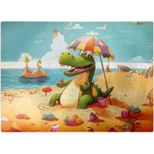 A Crocodile On A Beach Holiday Chopping Board - Yellow