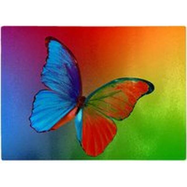 Vibrant Butterfly Glass Chopping Board - Blue - One Size