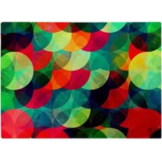 Colourful Grunge Circle Pattern Glass Chopping Board - Red - One Size