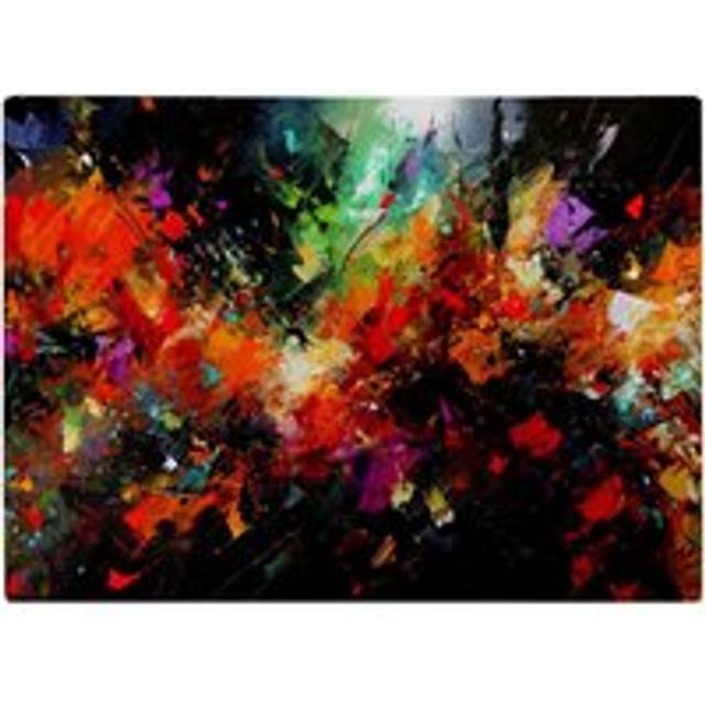A Vibrant Abstract Painting Glass Chopping Board - Orange - One Size