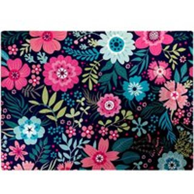 Cute Colourful Flower Pattern Glass Chopping Board - Blue - One Size