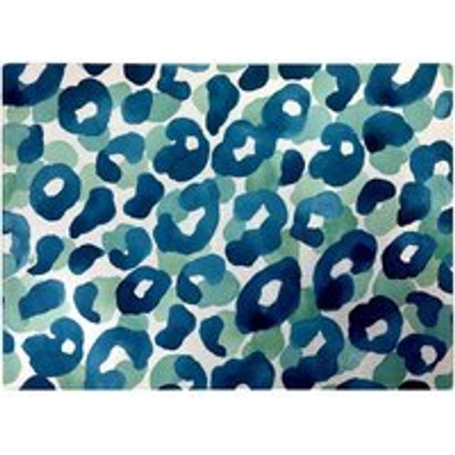 Watercolour Leopard Print Glass Chopping Board - Blue - One Size