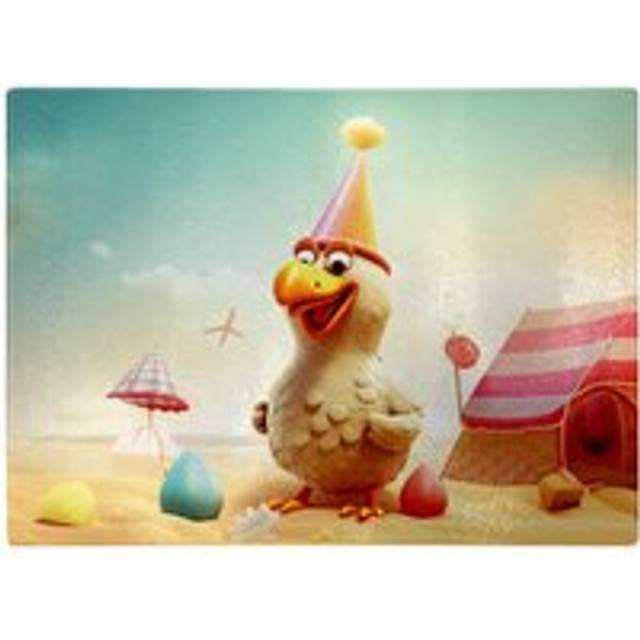 Funky Chicken On A Beach Holiday Chopping Board - Yellow