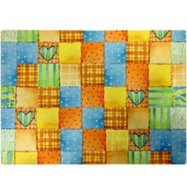 Baby Watercolour Blanket Pattern Glass Chopping Board - Yellow - One Size