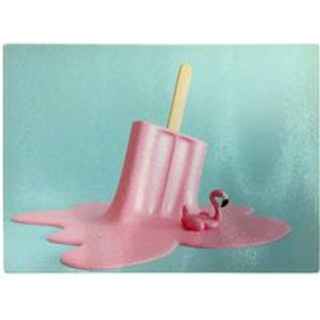 Flamingo Ice Cream Glass Chopping Board - Pink - One Size