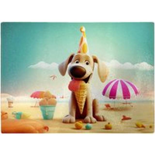 Dog On A Beach Holiday Chopping Board - Yellow