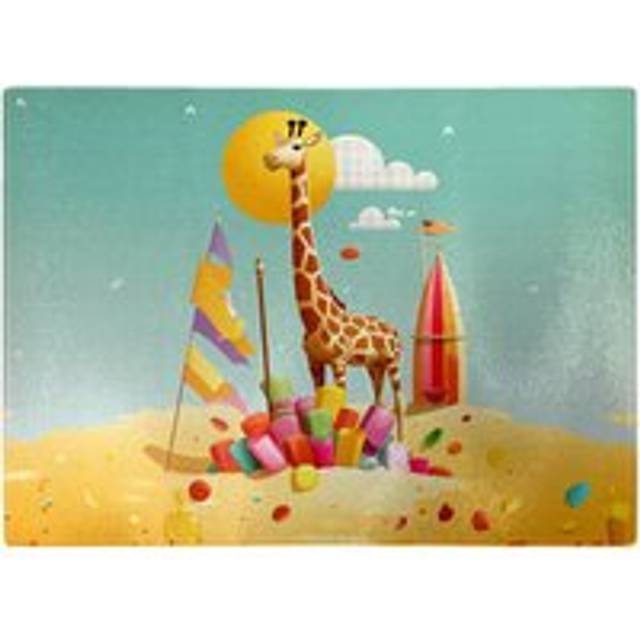A Giraffe On A Beach Holiday Chopping Board - Yellow