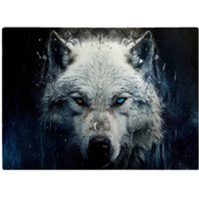White Wolf Face Splashart Glass Chopping Board - One Size