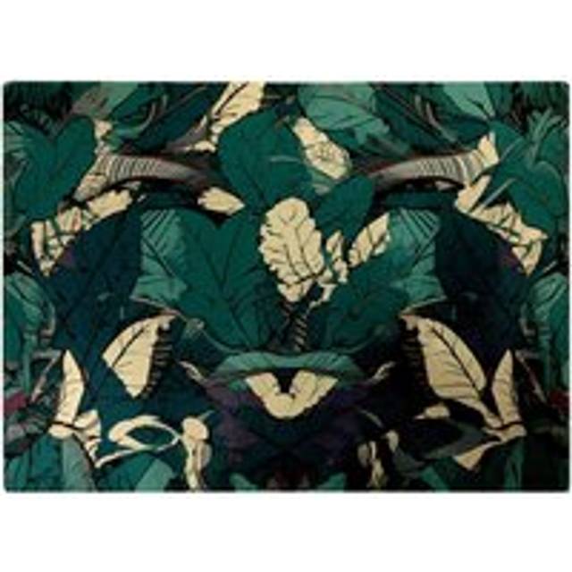 Green Beige Tropical Leaves Glass Chopping Board - One Size
