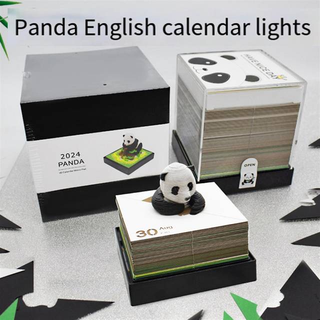 Panda Calendar 2024 Paper Carving Art with Light Time Piece Calendar