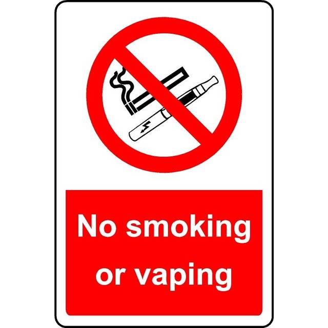 No smoking or vaping safety sign - 3mm Aluminium sign - 200mm x 150mm