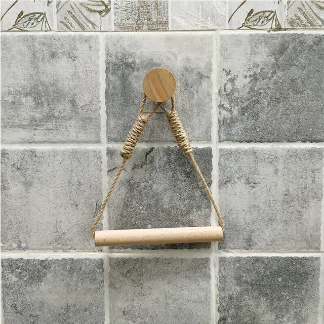 (a-chuanxin) Round Hook Hemp Toilet Paper Holder Vintage Towel Hanging Rope Toilet Paper Holder Home Hotel Bathroom Decoration Supplies