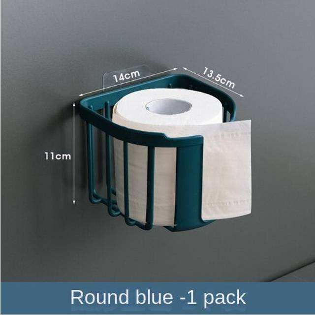 (a-Blue one) Perforation-free toilet rack toilet tissue box toilet paper household toilet paper holder roll paper cone toilet paper roll