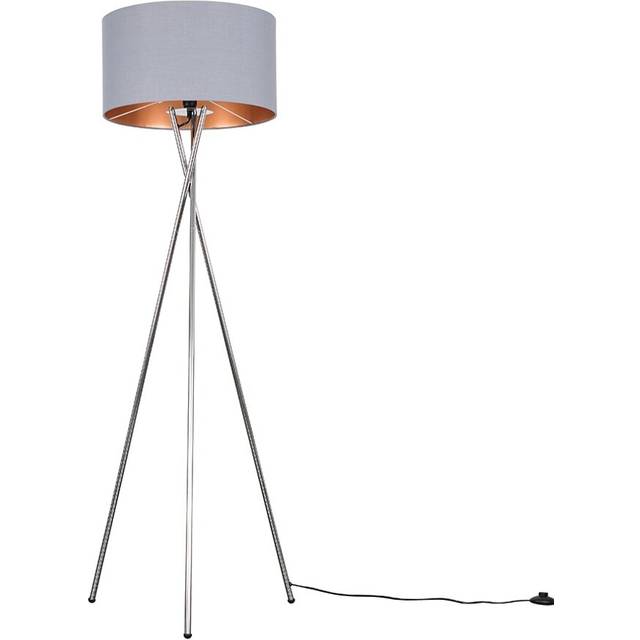 Miron 155cm Camden Tripod Floor Lamp with Large Reni Shade - Chrome (153cm H X 62cm W X 62cm D)