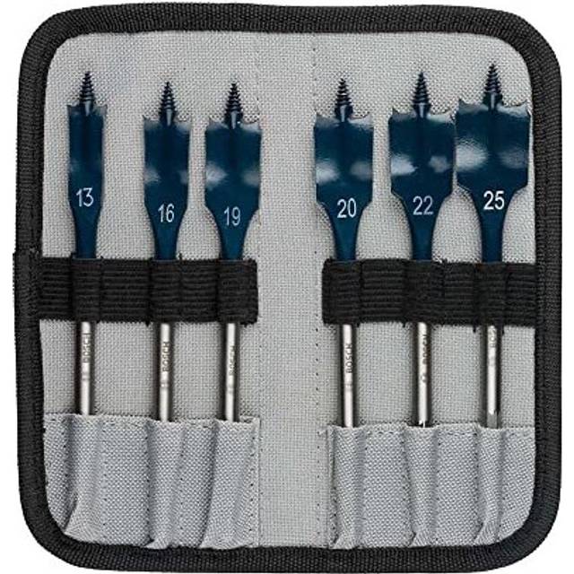 Bosch Professional 6 pc. Self Cut Speed Spade Bit Set (for fast and rough drilling in Softwood, ? 13-25mm, with Pouch, Accessories Drill Driver)