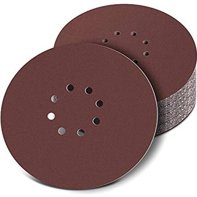 225mm Sanding Disc 120/240 Grit, 30Pcs Hook and Loop Sandpaper 8 Holes Sander Pads for Drywall Long Neck Sander