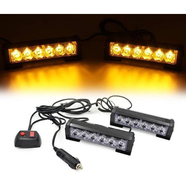 (Yellow) LED 9 Modes Car Truck Vehicle Emergency Hazard Warning Strobe Flash Lights For Interior Roof/Dash/Windshield/Grille/Deck