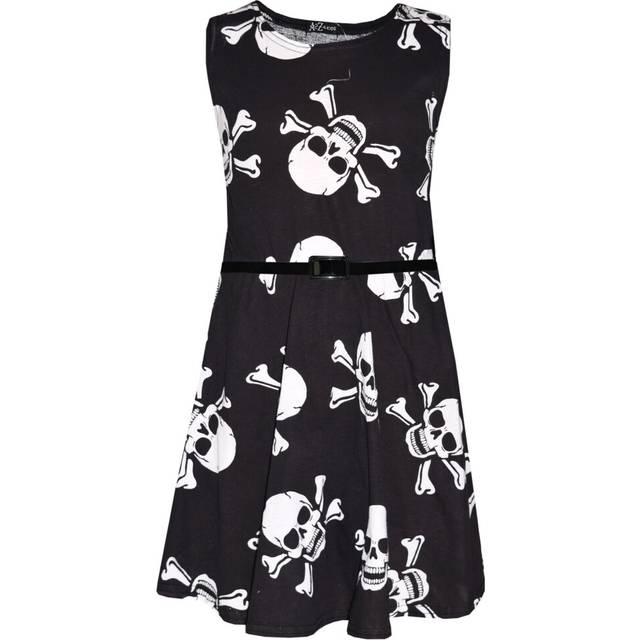 (5-6 Years, Skater Dress) Girls Skull Print Crop Top & Legging Skater Dress