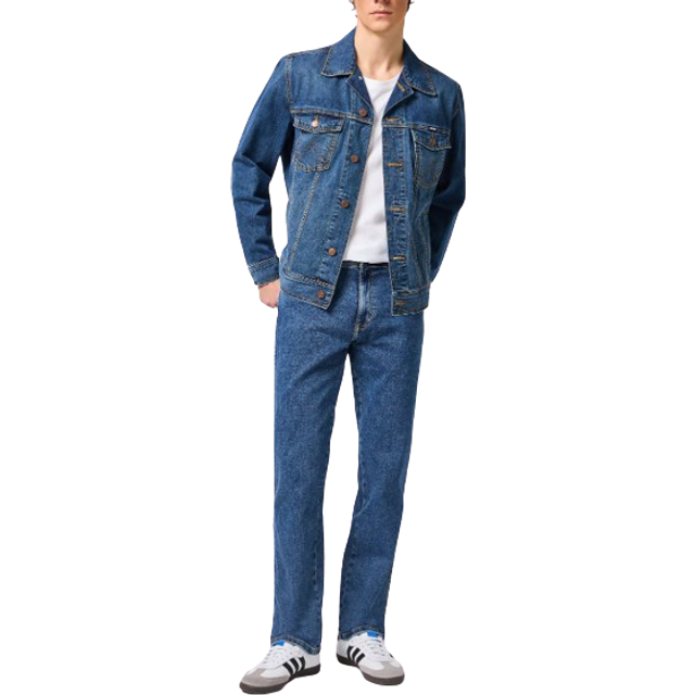 Wrangler Herren Classic Denim Jacket Jeansjacke, Blau (Mid Stone), M