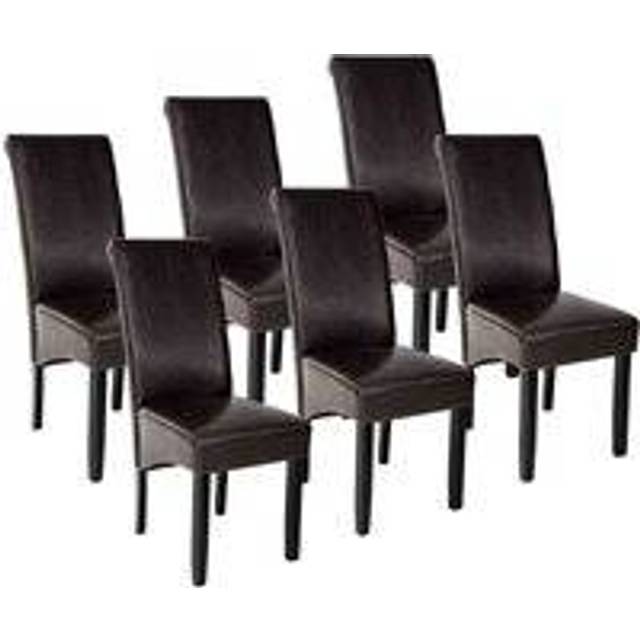 Tectake 6 Dining Chairs w/ Ergonomic Seat Shape, Black