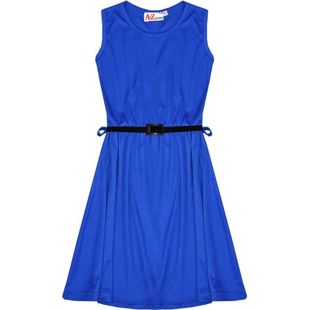 (11-12 Years, Royal Blue) Girls Skater Dress Party Dresses With Free Belt