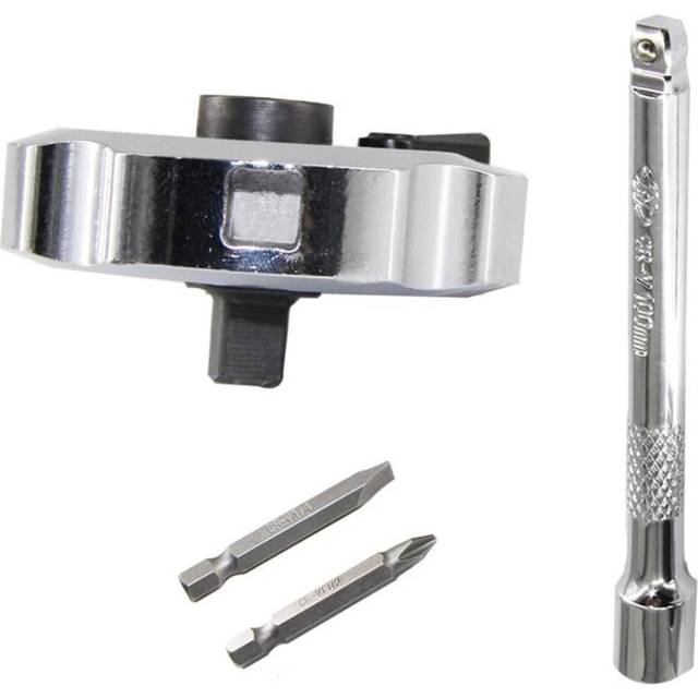2-in-1 Mini Dual Head 1/4in. Drive Finger Ratchet and Ball Head Extension Bar and Two Screwdriver Bits