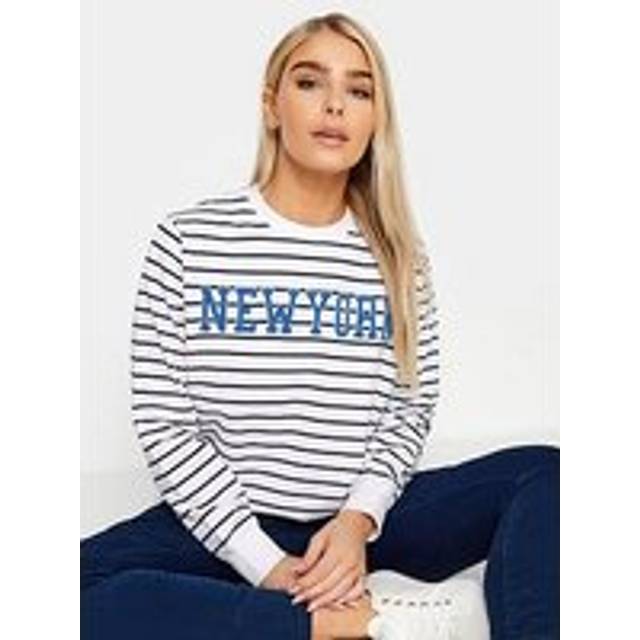 M&Co White & Navy Striped 'New York' Sweatshirt 16 M&Co Womens