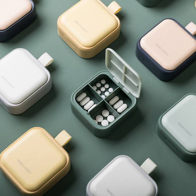 4-Compartment Portable Pill Box Tablet Drug Storage Holder Splitter Case Container