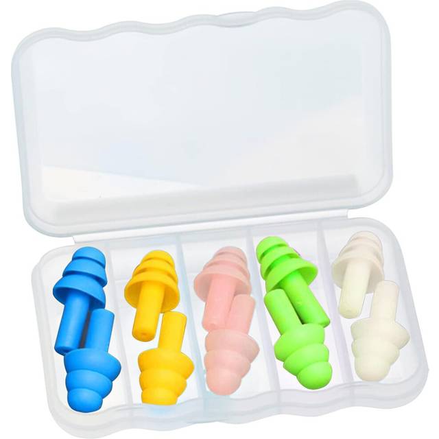 Swimming Earplugs, Waterproof Earplugs with Storage Box, for Adults Earplugs for Children Swimming Shower Bathing (5 Colors, 5 Pairs)