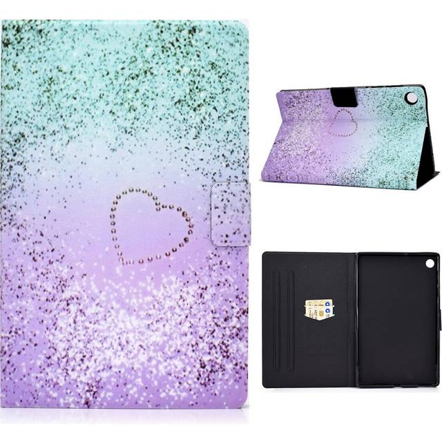 Lenovo Tab M10 FHD Plus flipfodral i läder med coolt mönster - Glittrande Element Och Hjärta