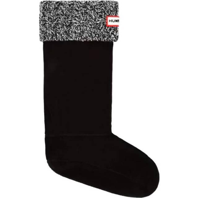 Hunter Mens 6 Stitch Cable Knitted Black Tall Boot Socks - Size X-Large
