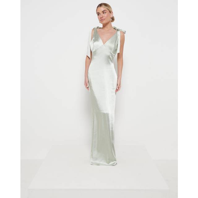 Piper Tie Maxi Bridesmaid Dress - Matte Sage, 12
