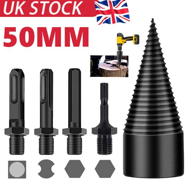 Firewood Drill Bit Wood Splitter Screw Splitting Cone Driver 50mm