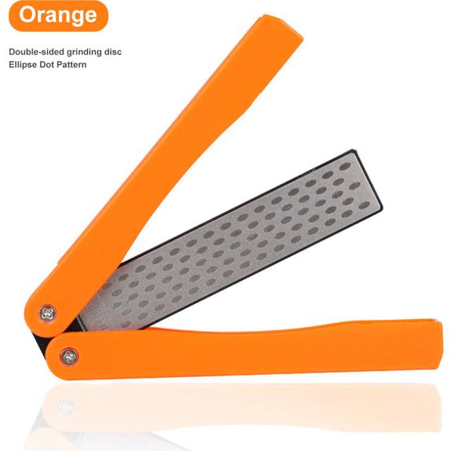 (a-Orange) Folding Diamond Knife Sharpener 400/600 Grit Double-Side Sharpening Stone Portable Small Size Kitchen Knife Tool Sharpener Stone