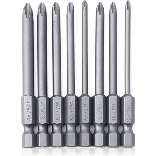 8Pcs 1/4in Hex Drill Bits Magnetic Long Hex Head Screwdriver Drill Set S2 Alloy Steel for